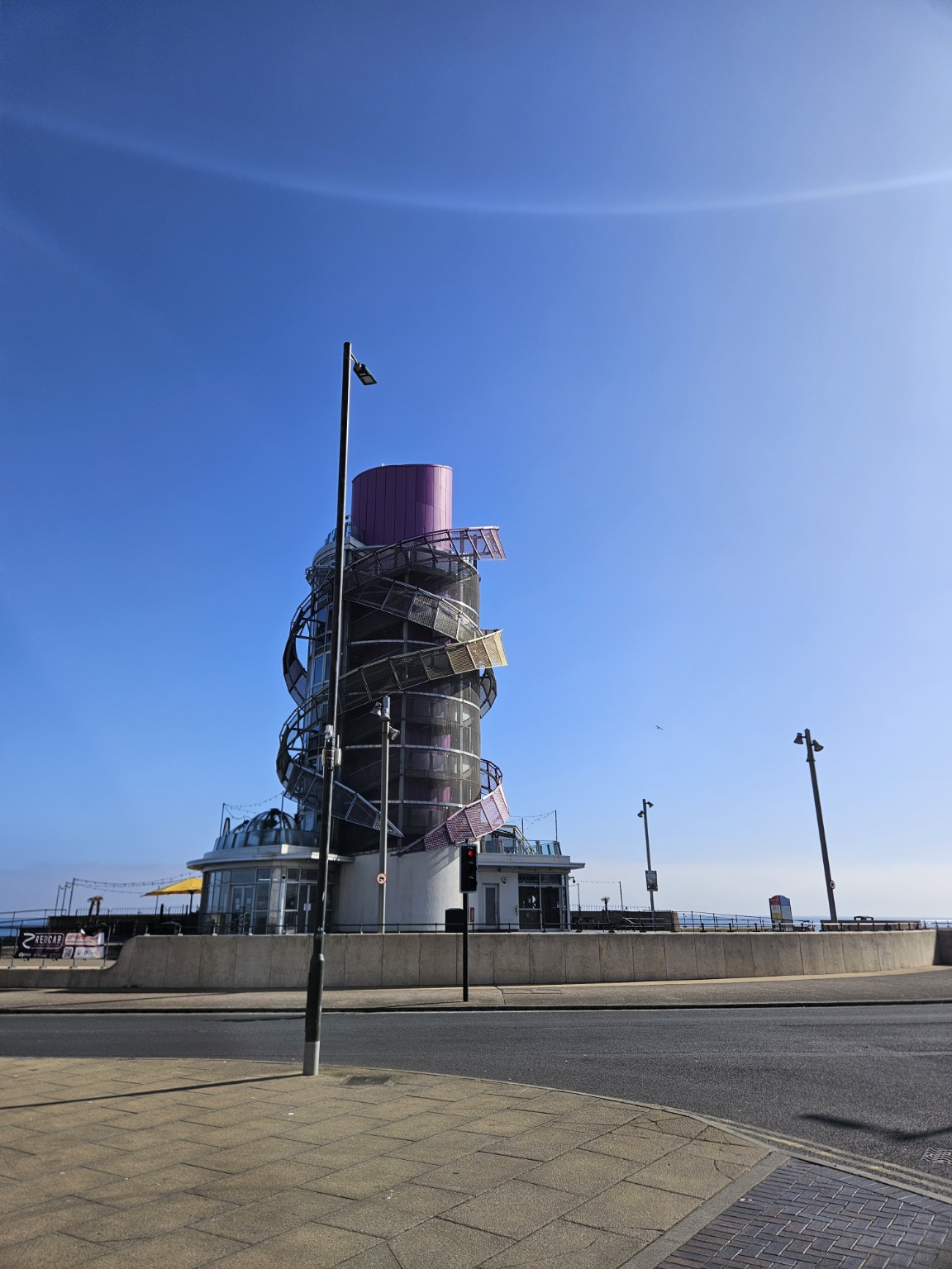 Close-up view of Redcar Beacon on Redcar seafront