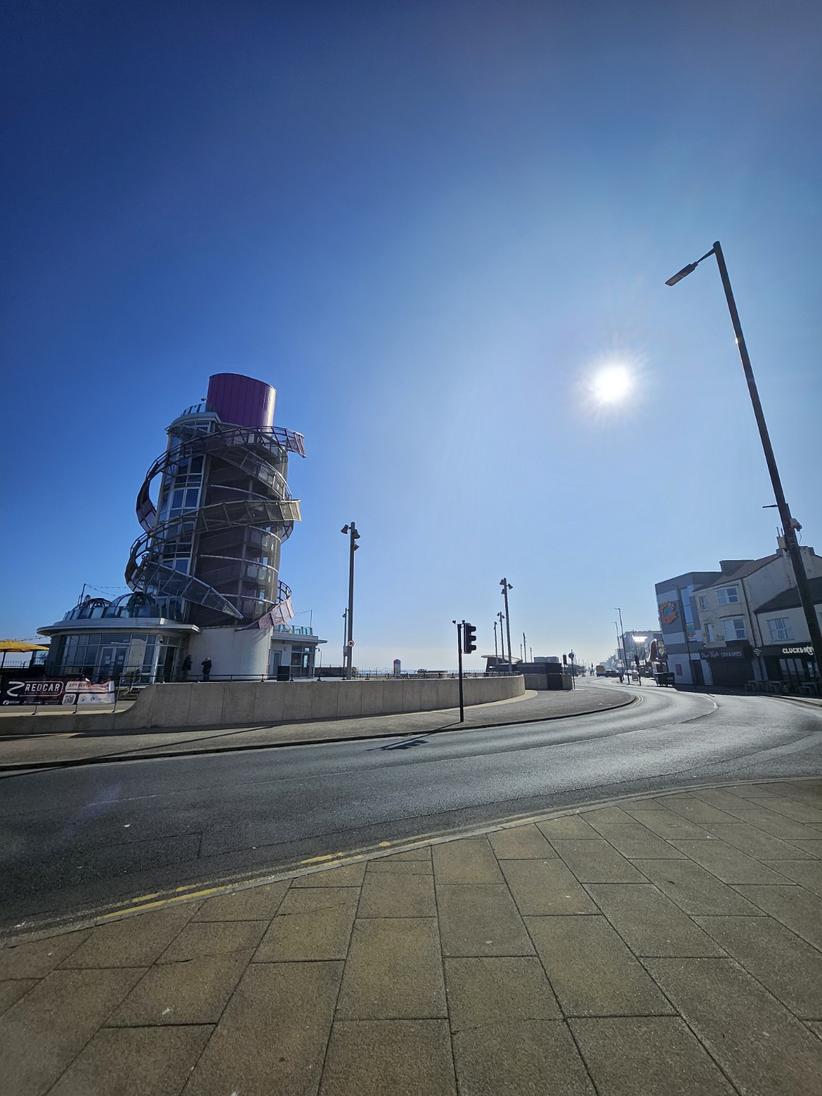Redcar Beacon viewed from the seafront road