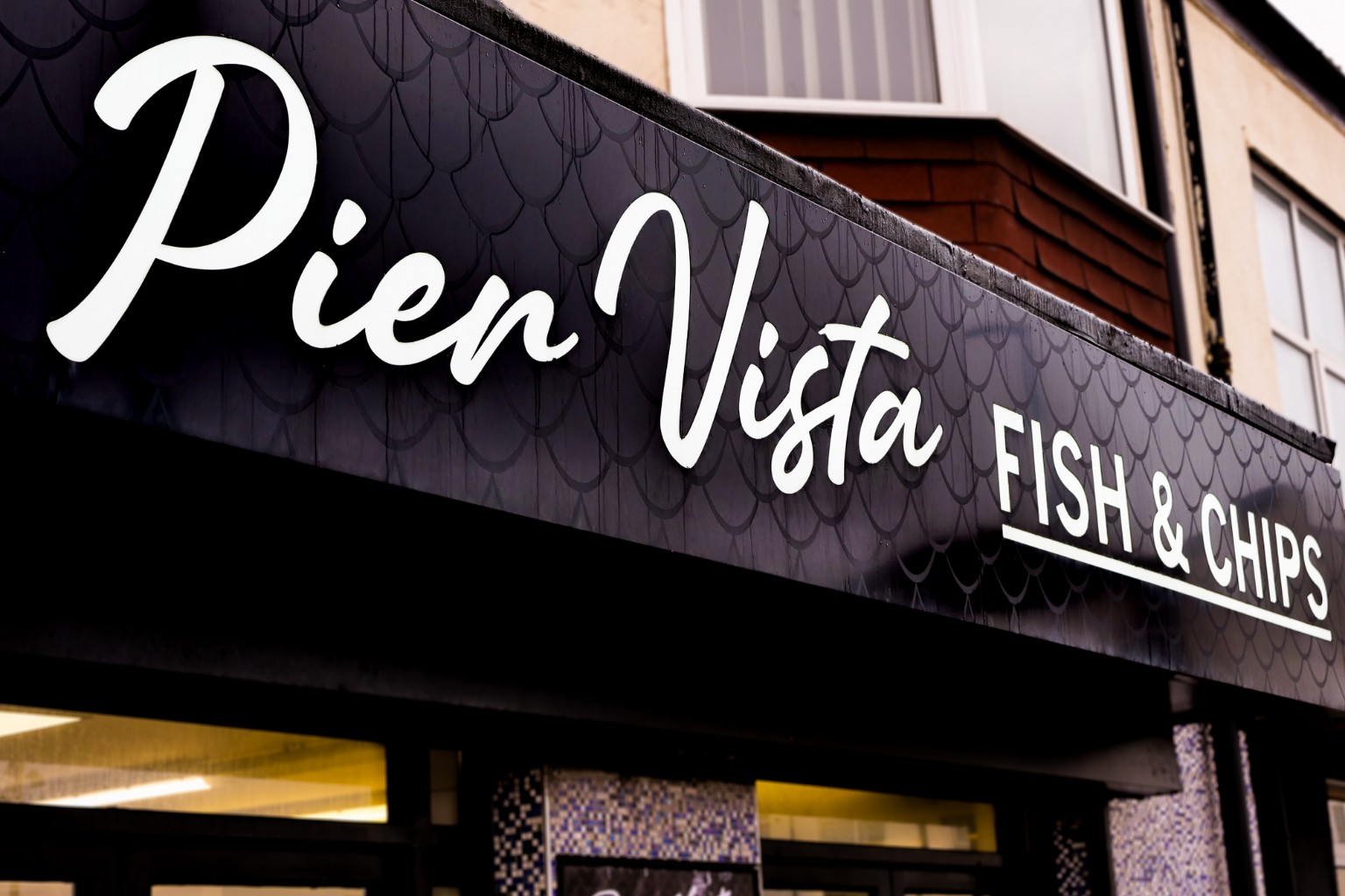 Pier Vista Fish and Chips shop front on Redcar seafront